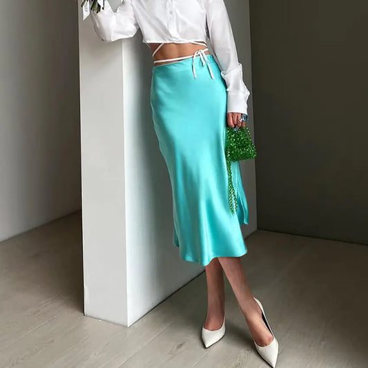 Elegant Satin A-Line Skirt